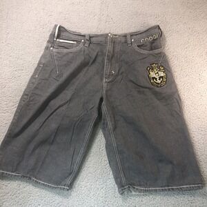 Coogi Shorts Men 42 Black Denim Jean Baggy Grunge Hip Hop Y2K Embroidered Pocket